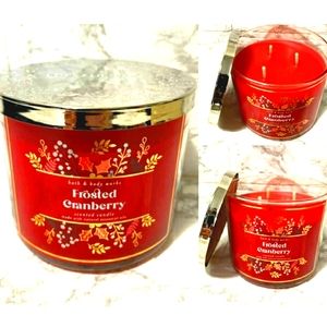 🔥Frosted Cranberry 3-WICK Candle NEW/BBW